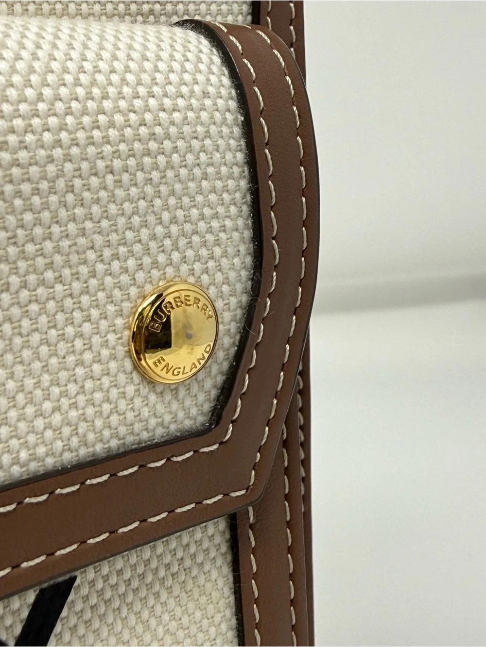 Burberry Mini Two-Tone Canvas and Leather Pocket Bag - Cream and Brown